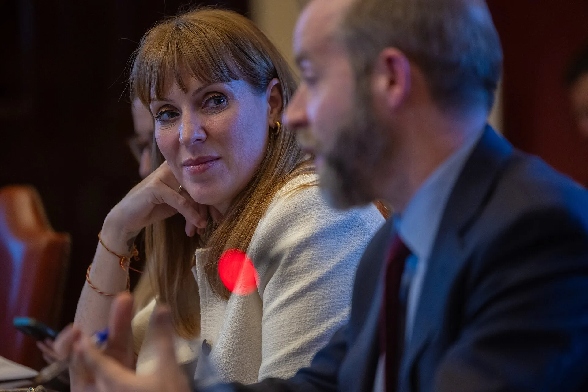 The Deputy Prime Minister Angela Rayner chairs a Make Work Pay Tripartite meeting, attended by the Secretary of State for Business and Trade Jonathan Reynolds and representatives from business, the unions and other stakeholders, in the Cabinet Office in Westminster